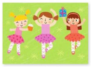 Ballerinas with Colorful Ballet Costume Twirl Birthday Card