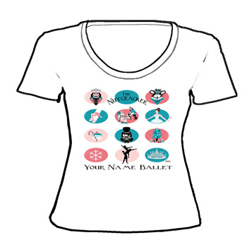 APP-39: Retro Style Nutcracker Design with Characters in Ovals - Scoop Neck T-Shirt
