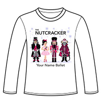 APP-42 Nutcracker Characters with Snowflakes - on White Long Sleeve T
