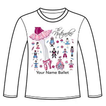APP-43 Sugar Plum with Nutcracker Characters - on White Long Sleeve Shirt