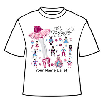  APP-43 Sugar Plum with Nutcracker Characters - on White Short Sleeve T-Shirt