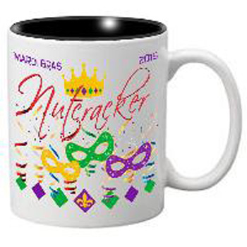 Nutcracker Ballet Mug - Mardigras1 - 3 Masks, Confetti and Crown