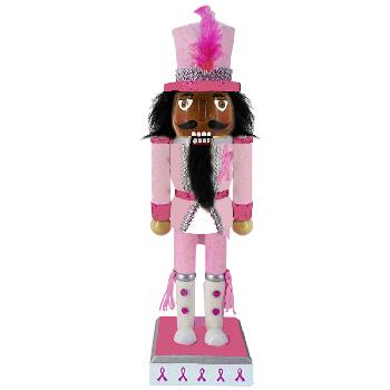 African American Breast Cancer Support Soldier Nutcracker Pink 10 inch