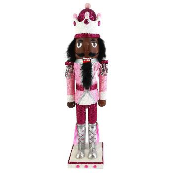 African American Breast Cancer Support King Nutcracker Ribbon 15 inch