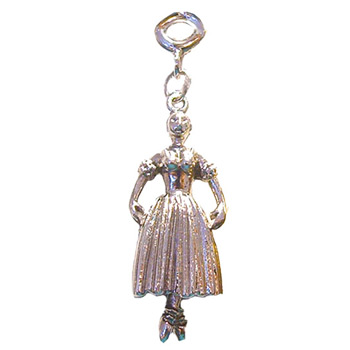 Ballerina Snow Dancer with Tutu in Gold or Silver Charm