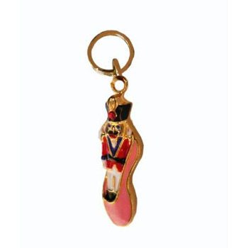 Nutcracker in Pink Ballet Slipper with Crystals Charm