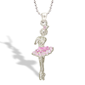 Ballet Dancer in Tutu Dress with Pink Crystal Necklace